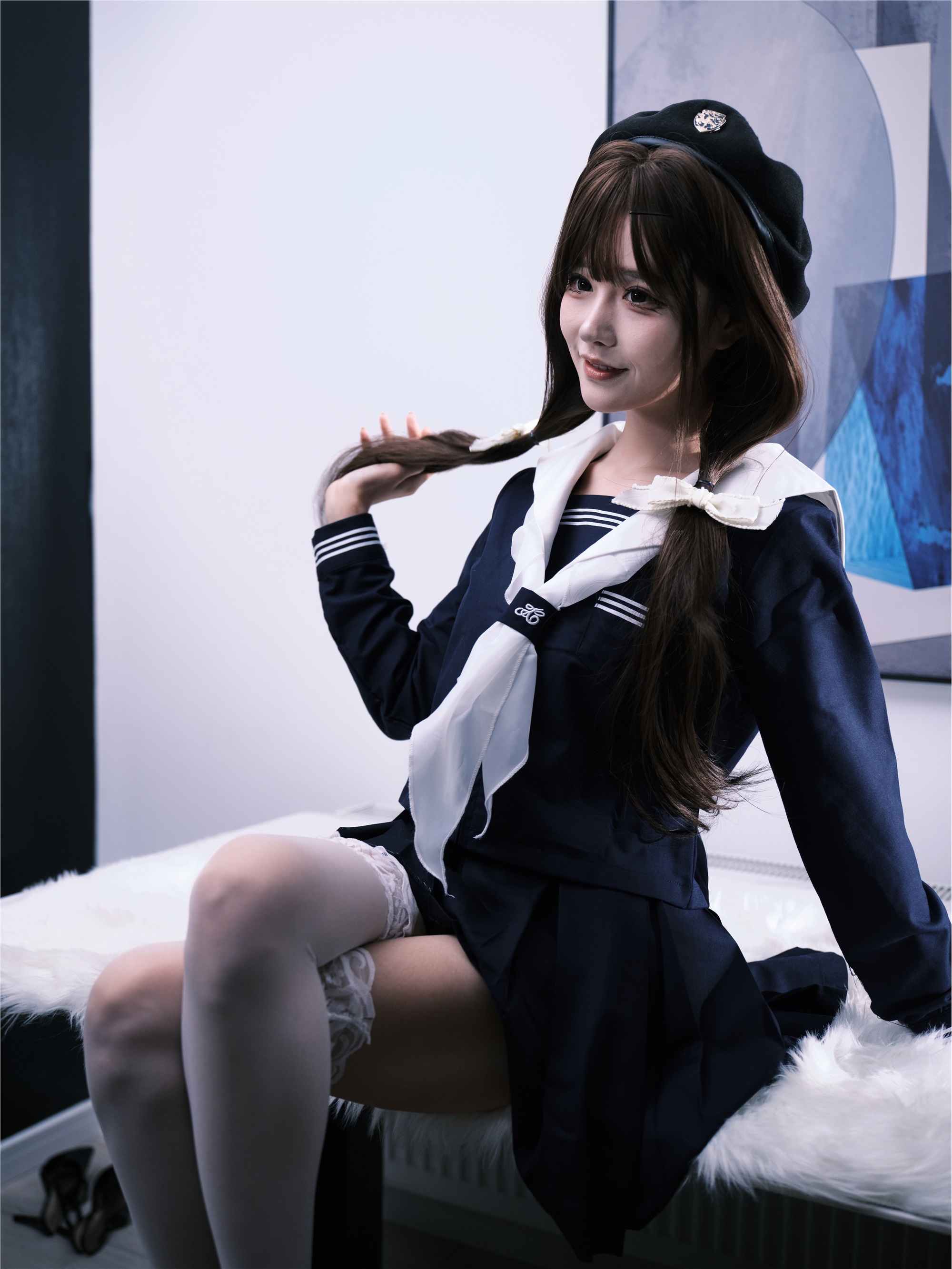 YITUYU艺图语 2025.02.02 女水手的假日 深蓝白丝版 孟程程